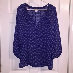 LIZ CLAIBORNE long sleeved lightweight blouse Navy